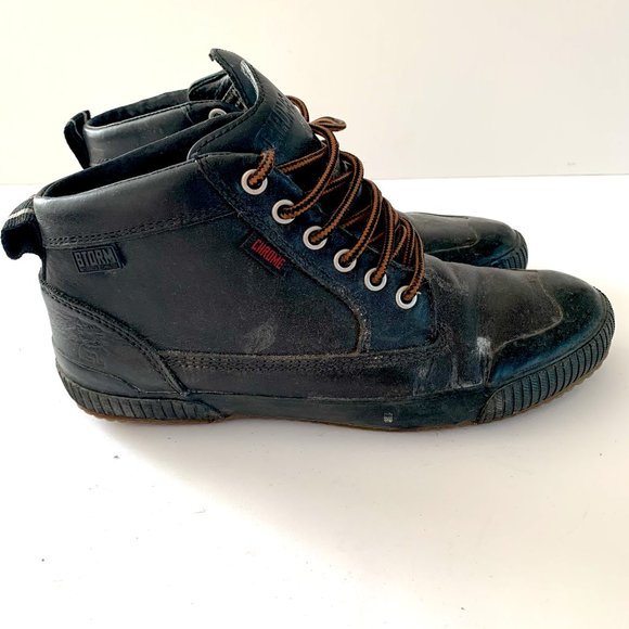 UNISEX LEATHER HIGH TOP WITH RUBBER SOLE - Chrome Bike Sneakers - Picture 2 of 10